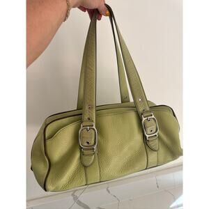 Cole Haan Vintage Pebbled Leather Shoulder Bag Y2K - Lime Green